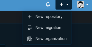 Codeberg new repository migration button.